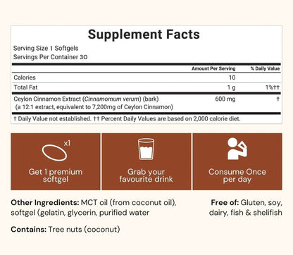 Ceylon Cinnamon 7200mg equivalent with MCT Oil